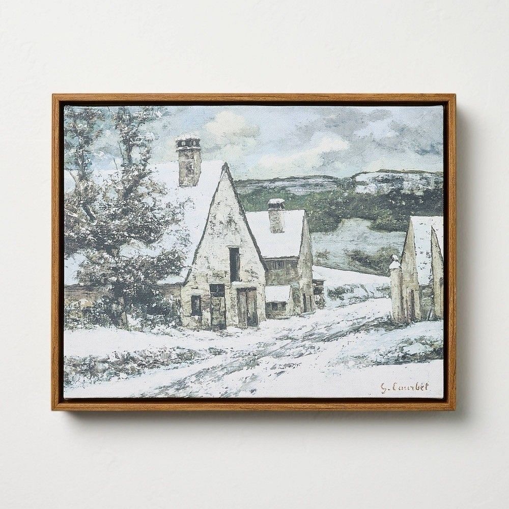 Hearth & Hand Magnolia 11x14 Snowy Town Burlap Wall Art Winter Decor